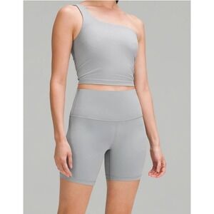 Lululemon Women's Ribbed Nulu Asymmetrical Cropped Tank Rhino Gray Size 8